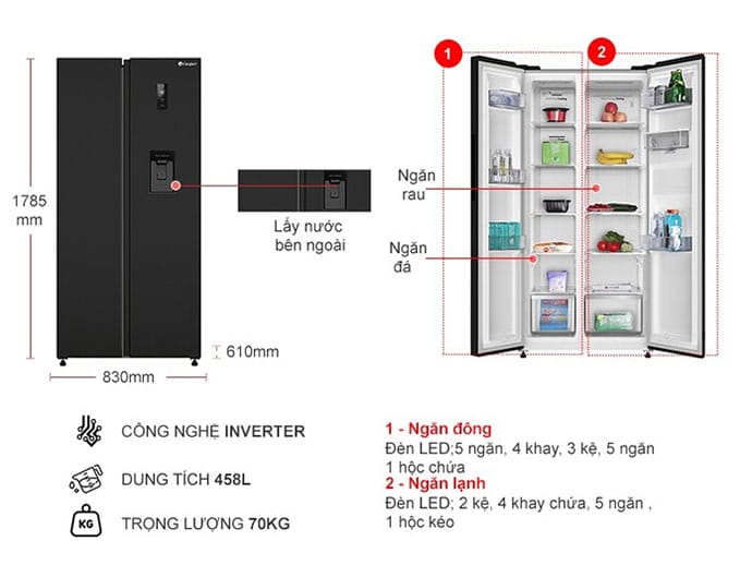 Thiet Ke Tu Lanh Casper Inverter 458 Rs 460pbw Tskt